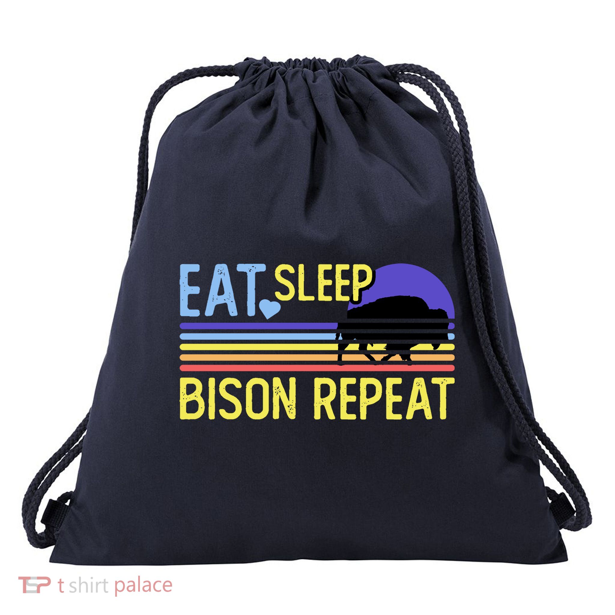 Eat Sleep Bison Repeat Drawstring Bag