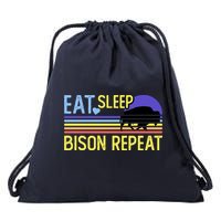 Eat Sleep Bison Repeat Drawstring Bag