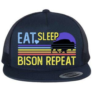 Eat Sleep Bison Repeat Flat Bill Trucker Hat