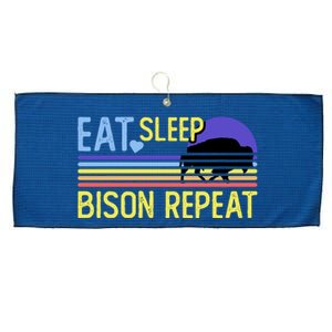 Eat Sleep Bison Repeat Large Microfiber Waffle Golf Towel