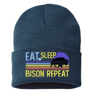 Eat Sleep Bison Repeat Sustainable Knit Beanie