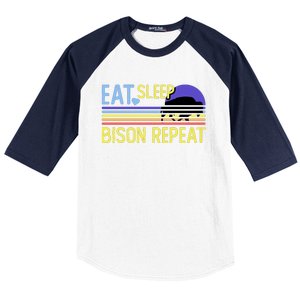 Eat Sleep Bison Repeat Baseball Sleeve Shirt