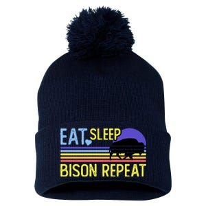 Eat Sleep Bison Repeat Pom Pom 12in Knit Beanie