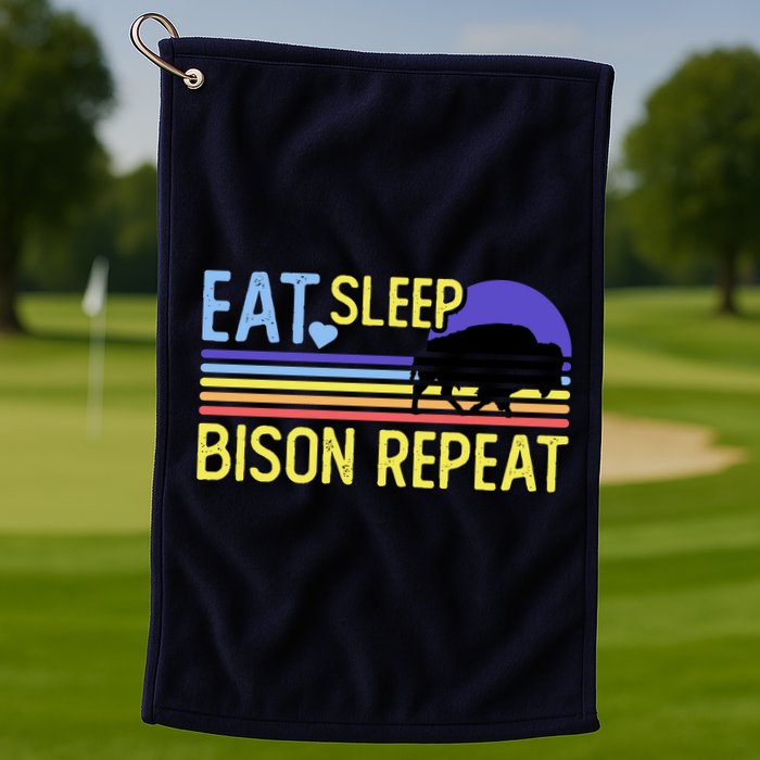 Eat Sleep Bison Repeat Golf Towel