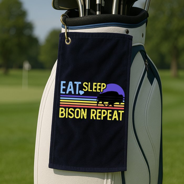 Eat Sleep Bison Repeat Golf Towel