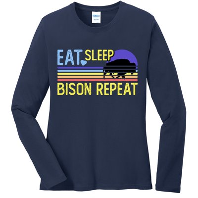 Eat Sleep Bison Repeat Ladies Long Sleeve Shirt