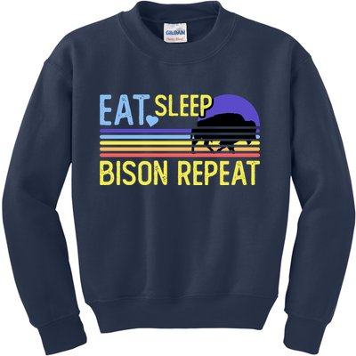 Eat Sleep Bison Repeat Kids Sweatshirt