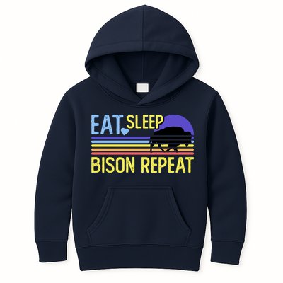 Eat Sleep Bison Repeat Kids Hoodie