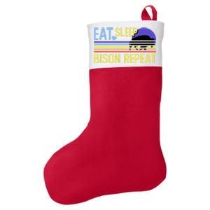 Eat Sleep Bison Repeat Felt Holiday Christmas Stocking