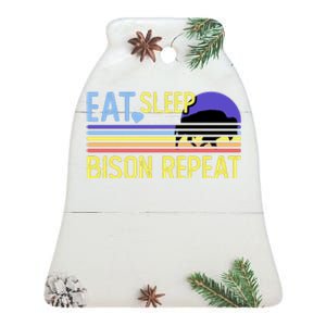 Eat Sleep Bison Repeat Ceramic Bell Ornament