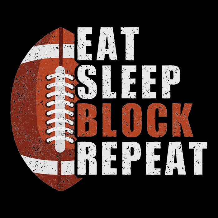 Eat Sleep Block Repeat Football Player Lineman Flat Bill Trucker Hat