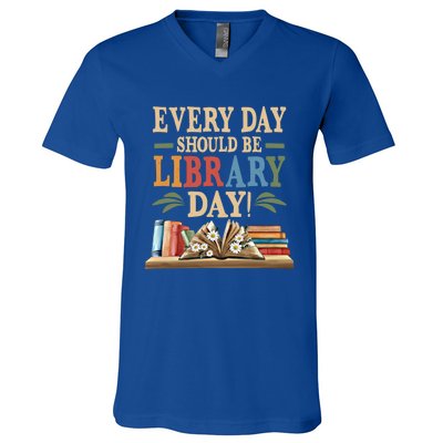 Everyday Should Be Library Day Book Lovers Reader Librarian Cute Gift V-Neck T-Shirt