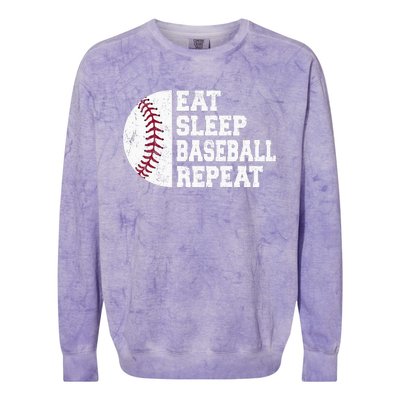 Eat Sleep Baseball Repeat Baseball Player Funny Baseball Colorblast Crewneck Sweatshirt