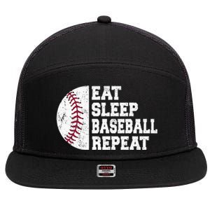 Eat Sleep Baseball Repeat Baseball Player Funny Baseball 7 Panel Mesh Trucker Snapback Hat