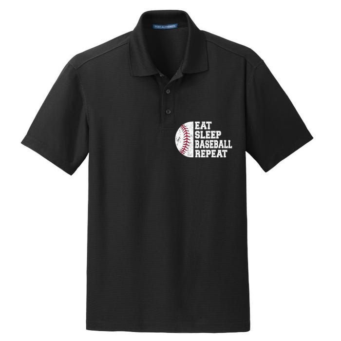 Eat Sleep Baseball Repeat Baseball Player Funny Baseball Dry Zone Grid Polo