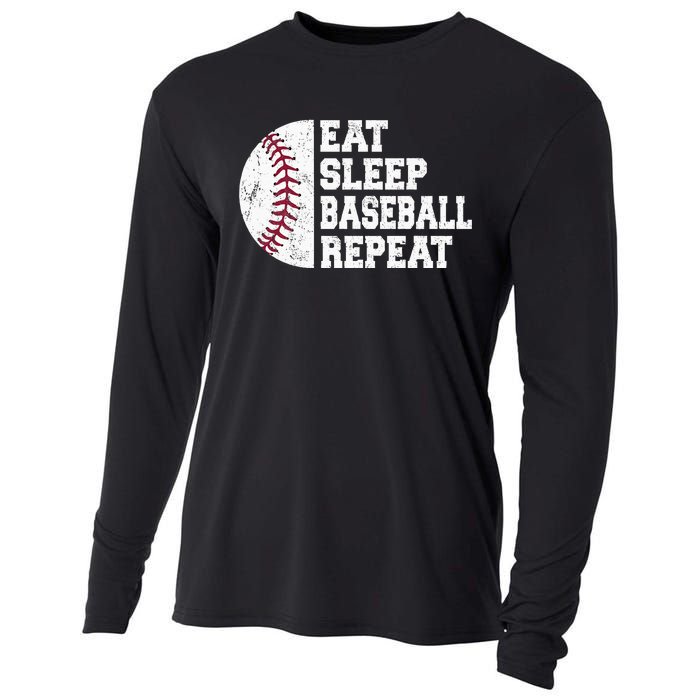 Eat Sleep Baseball Repeat Baseball Player Funny Baseball Cooling Performance Long Sleeve Crew