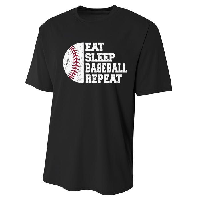 Eat Sleep Baseball Repeat Baseball Player Funny Baseball Performance Sprint T-Shirt