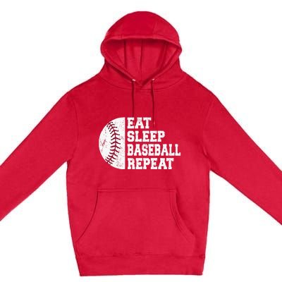 Eat Sleep Baseball Repeat Baseball Player Funny Baseball Premium Pullover Hoodie