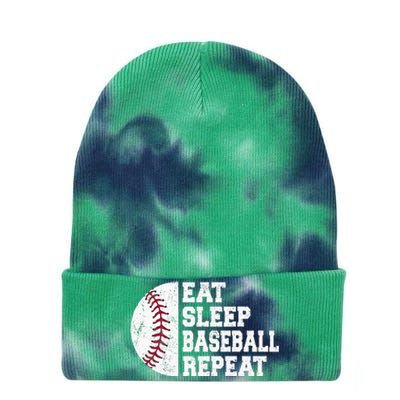 Eat Sleep Baseball Repeat Baseball Player Funny Baseball Tie Dye 12in Knit Beanie