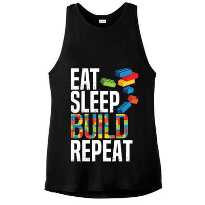 Eat Sleep Build Repeat Building Blocks Bricks Master Builder Ladies PosiCharge Tri-Blend Wicking Tank