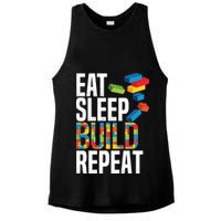 Eat Sleep Build Repeat Building Blocks Bricks Master Builder Ladies PosiCharge Tri-Blend Wicking Tank