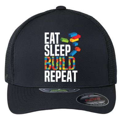 Eat Sleep Build Repeat Building Blocks Bricks Master Builder Flexfit Unipanel Trucker Cap