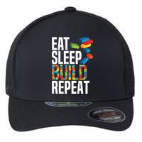Eat Sleep Build Repeat Building Blocks Bricks Master Builder Flexfit Unipanel Trucker Cap