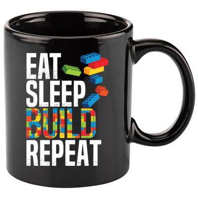 Eat Sleep Build Repeat Building Blocks Bricks Master Builder 11oz C Handle Ceramic Mug