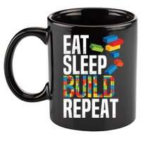 Eat Sleep Build Repeat Building Blocks Bricks Master Builder 11oz C Handle Ceramic Mug