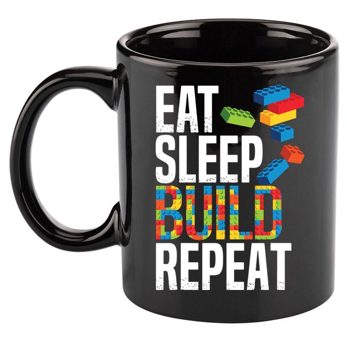 Eat Sleep Build Repeat Building Blocks Bricks Master Builder 11oz C Handle Ceramic Mug