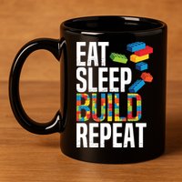 Eat Sleep Build Repeat Building Blocks Bricks Master Builder 11oz C Handle Ceramic Mug