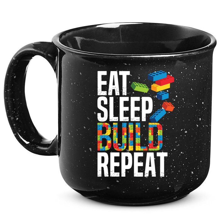 Eat Sleep Build Repeat Building Blocks Bricks Master Builder 15oz Campfire Ceramic Mug