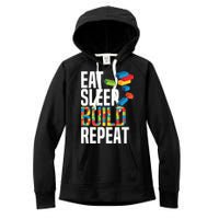 Eat Sleep Build Repeat Building Blocks Bricks Master Builder Women's Fleece Hoodie