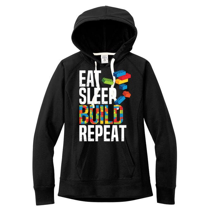 Eat Sleep Build Repeat Building Blocks Bricks Master Builder Women's Fleece Hoodie
