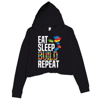 Eat Sleep Build Repeat Building Blocks Bricks Master Builder Crop Fleece Hoodie