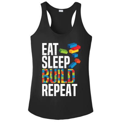 Eat Sleep Build Repeat Building Blocks Bricks Master Builder Ladies PosiCharge Competitor Racerback Tank
