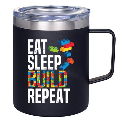 Eat Sleep Build Repeat Building Blocks Bricks Master Builder 12oz Stainless Steel Coffee Mug