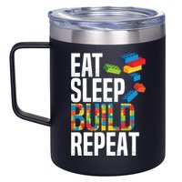 Eat Sleep Build Repeat Building Blocks Bricks Master Builder 12oz Stainless Steel Coffee Mug