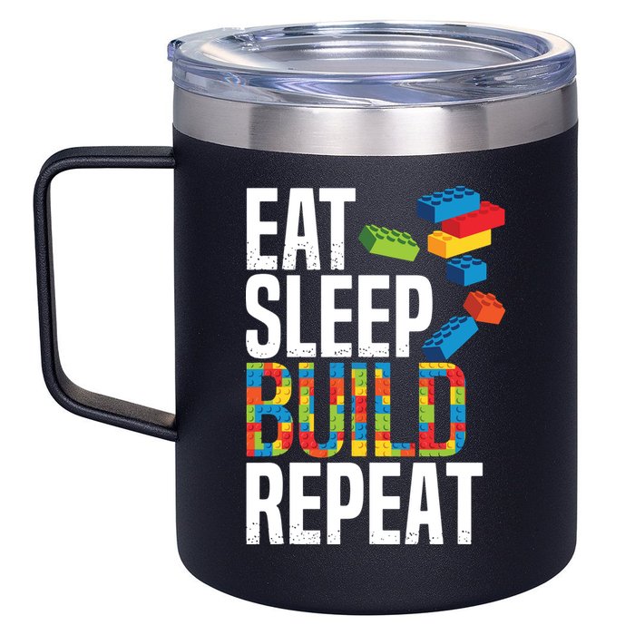 Eat Sleep Build Repeat Building Blocks Bricks Master Builder 12oz Stainless Steel Coffee Mug
