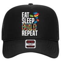 Eat Sleep Build Repeat Building Blocks Bricks Master Builder Trucker Hat