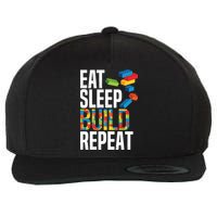 Eat Sleep Build Repeat Building Blocks Bricks Master Builder Wool Snapback Cap