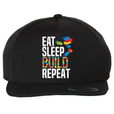 Eat Sleep Build Repeat Building Blocks Bricks Master Builder Wool Snapback Cap