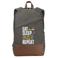 Eat Sleep Build Repeat Building Blocks Bricks Master Builder Cotton Canvas Backpack