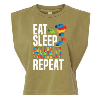 Eat Sleep Build Repeat Building Blocks Bricks Master Builder Garment-Dyed Women's Muscle Tee