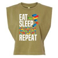 Eat Sleep Build Repeat Building Blocks Bricks Master Builder Garment-Dyed Women's Muscle Tee