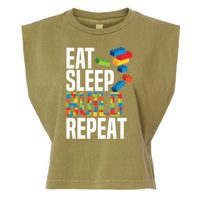 Eat Sleep Build Repeat Building Blocks Bricks Master Builder Garment-Dyed Women's Muscle Tee