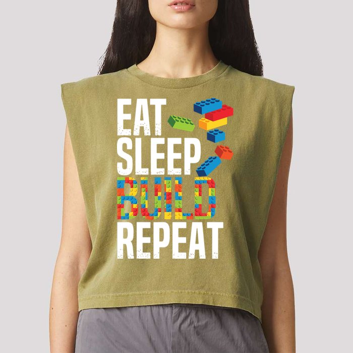 Eat Sleep Build Repeat Building Blocks Bricks Master Builder Garment-Dyed Women's Muscle Tee