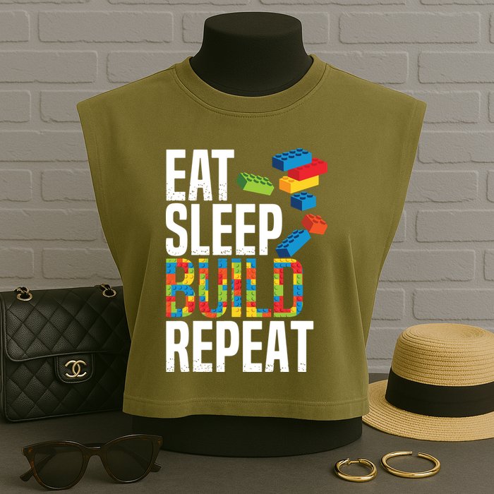 Eat Sleep Build Repeat Building Blocks Bricks Master Builder Garment-Dyed Women's Muscle Tee
