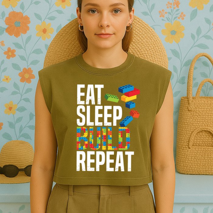 Eat Sleep Build Repeat Building Blocks Bricks Master Builder Garment-Dyed Women's Muscle Tee