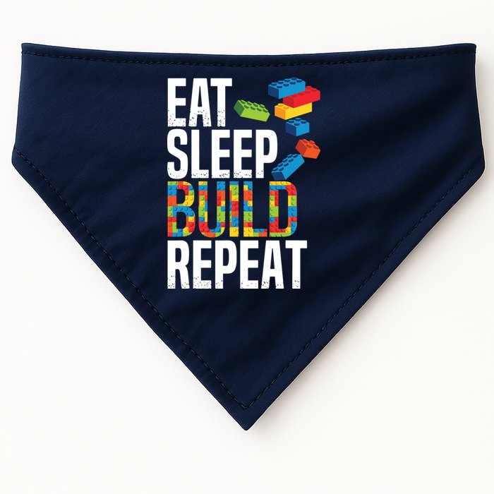 Eat Sleep Build Repeat Building Blocks Bricks Master Builder USA-Made Doggie Bandana